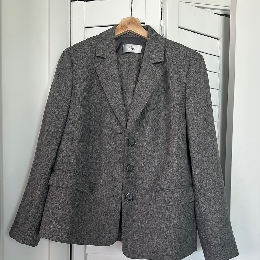 Le Suit Charcoal Women's Pantsuit